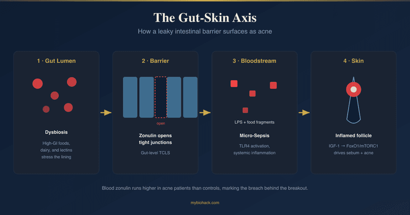 Acne And Intestinal Permeability: How A Leaky Gut Barrier Drives Breakouts Through Zonulin And Bacterial Fragments