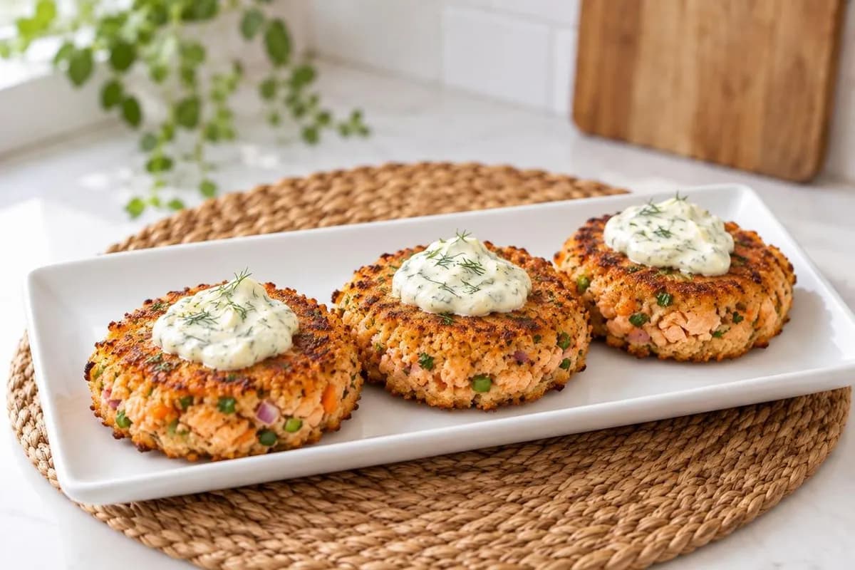 Salmon cakes with lemon dill sauce