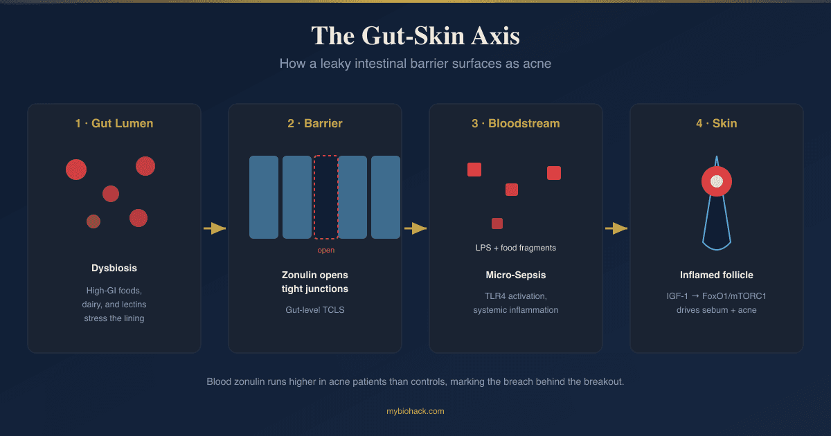 Acne And Intestinal Permeability: How A Leaky Gut Barrier Drives Breakouts Through Zonulin And Bacterial Fragments