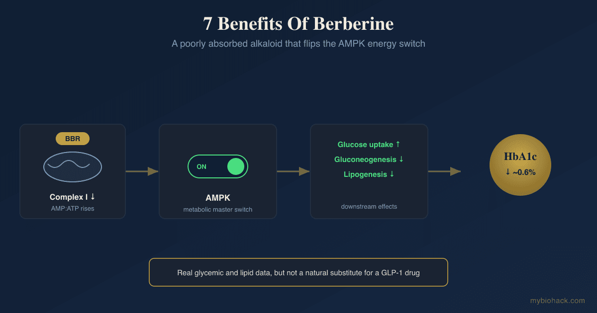 7 Benefits Of Berberine: AMPK, Blood Sugar, Lipids, And The Honest "Nature's Ozempic" Question